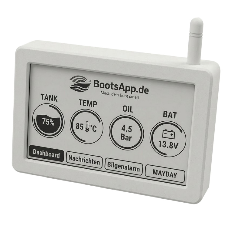 BootsApp Display mit Sensorwerten
